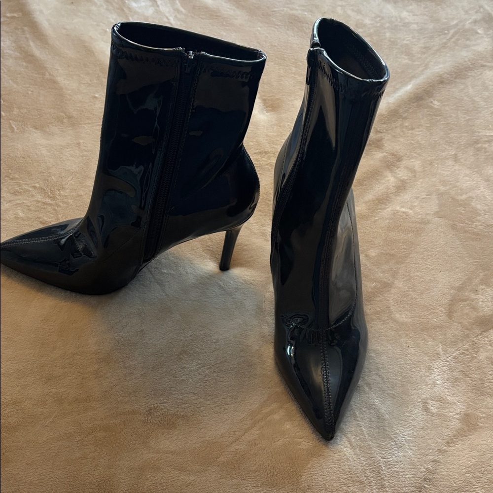 bebe Black Patent Heeled Boots